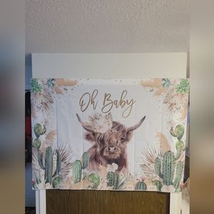 Baby shower highland cow 7x5 ft banner,used for only a couple hours.